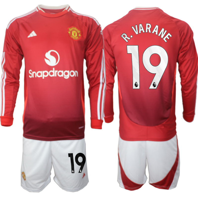 Men 2024-2025 Club Manchester United home Long Sleeves Red #19 Soccer Jersey